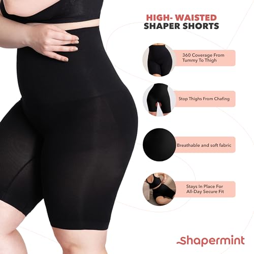 Black High Waisted Body Shaper Shorts - Tummy Control