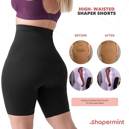 Black High Waisted Body Shaper Shorts - Tummy Control