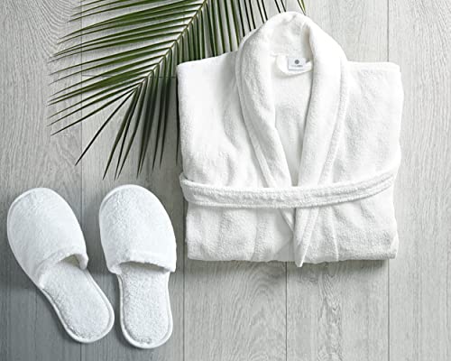 BIOLINEN 100% Cotton Shawl Bath Robe with Slippers