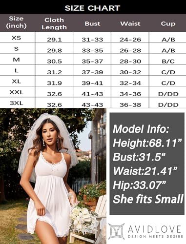 Avidlove Lace Babydoll Chemise Nightgown Sleepwear Nighty