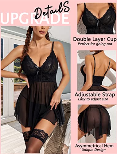 Avidlove Lace Babydoll Nightgown Chemise Teddy Boudoir