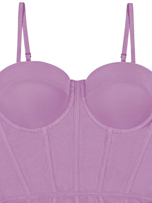 Mesh Sheer Spaghetti Strap Slimming Bustier Bodysuit