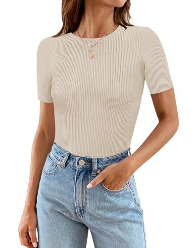 MEROKEETY Ribbed Short Sleeve Bodysuit - Slim Fit
