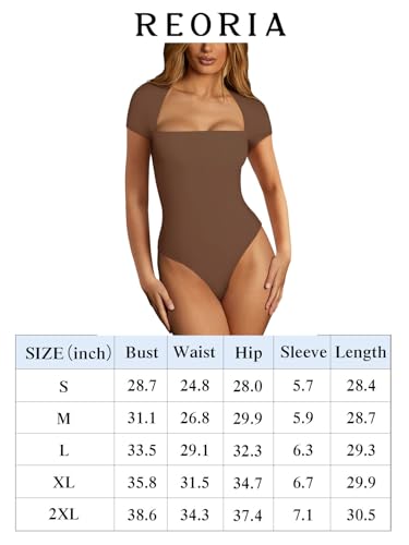 REORIA Sexy Square Neck Fitted Black Thong Bodysuit