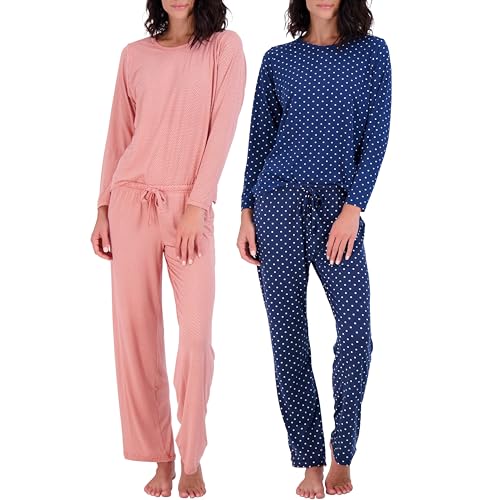 Real Essentials Women's Long Sleeve Pajama Set - Pack of 2