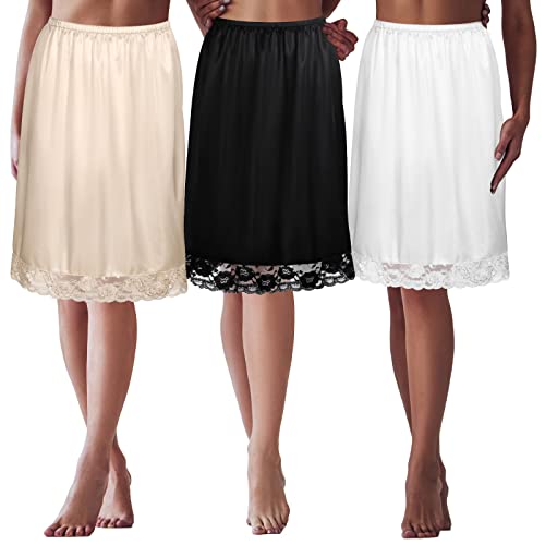 3pc Lace Half Slips Skirt Extenders | S/M/L | Black/White/Nude
