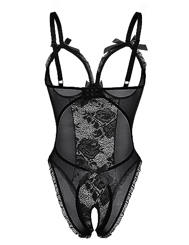 Avidlove Sexy Lace Teddy One-Piece Nightie Black Medium