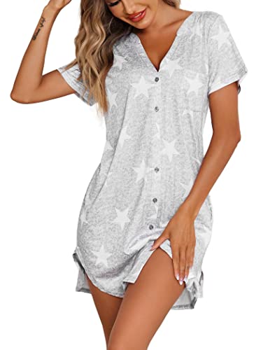 Ekouaer Short Sleeve Comfy Sleep Shirt Nightwear