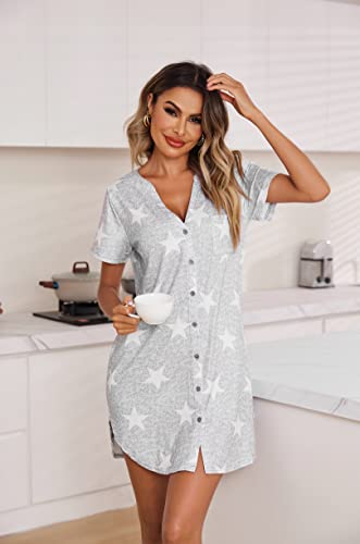 Ekouaer Short Sleeve Comfy Sleep Shirt Nightwear