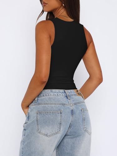 REORIA Sexy Sleeveless Square Neck Double Lined Bodysuit