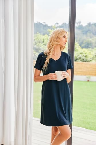 Ekouaer 2 Pack Nightgown Set: V Neck Sleepwear