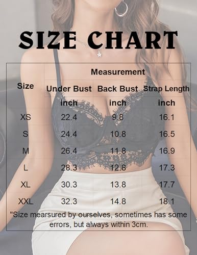 Black Lace Bralette Tank Tops for Women, X-Large