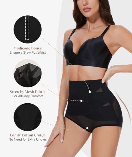 GYDEK High Waisted Tummy Control Shapewear Panties - Black