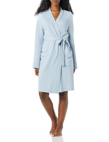 Dusty Blue Plus Size Waffle Mid-Length Robe