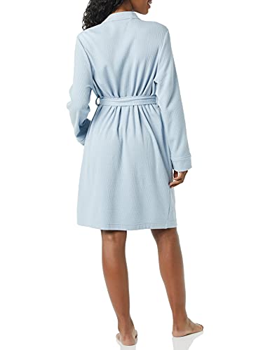 Dusty Blue Plus Size Waffle Mid-Length Robe