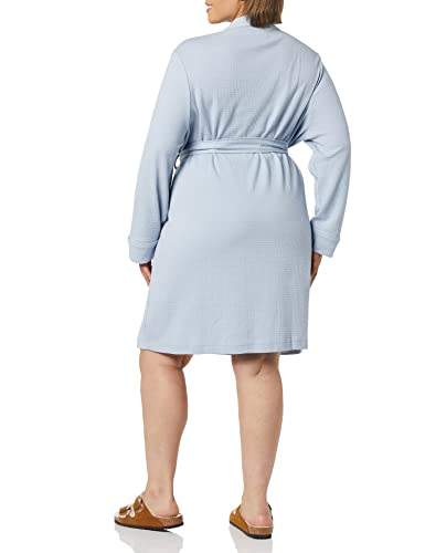Dusty Blue Plus Size Waffle Mid-Length Robe