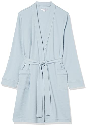 Dusty Blue Plus Size Waffle Mid-Length Robe