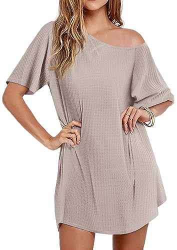 Ekouaer 3-Pack Plain Round Neck Long Sleeve Nightgown