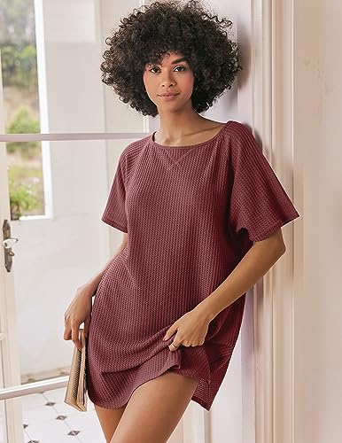 Ekouaer 3-Pack Plain Round Neck Long Sleeve Nightgown