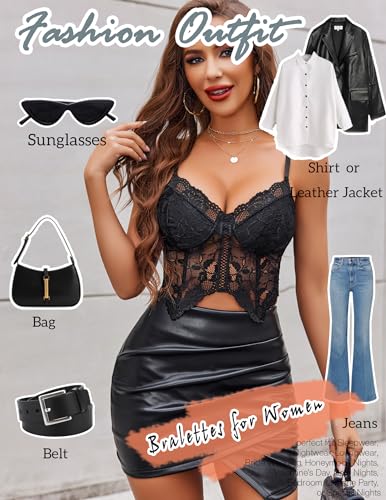 Black Lace Bralette Crop Top Camisole - XXL