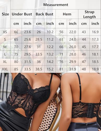 Black Lace Bralette Crop Top Camisole - XXL