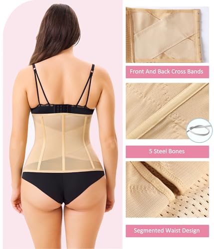 LODAY Waist Trainer Corset Shapewear Tummy Control Beige
