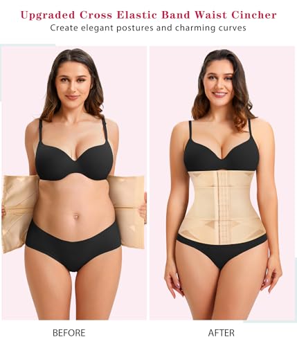 LODAY Waist Trainer Corset Shapewear Tummy Control Beige