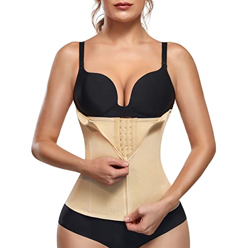 MERYOSZ Zipper Waist Trainer Shapewear Corset (Beige, 2XL)