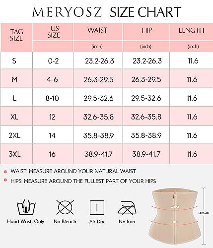 MERYOSZ Zipper Waist Trainer Shapewear Corset (Beige, 2XL)