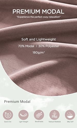 ODODOS 2-Pack Modal Lounge Shorts, High Waist, Abalone+Dusty Rose