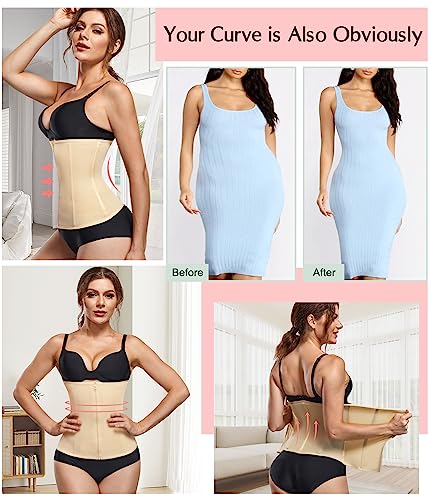 MERYOSZ Zipper Waist Trainer Shapewear Corset (Beige, 2XL)