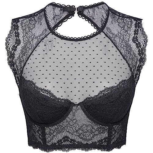 DOBREVA Women's Lace Corset Bustier Bra Plus Size