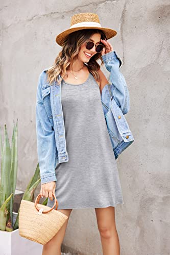 Ekouaer Women's Nightgown Chemise in Light Flower Grey