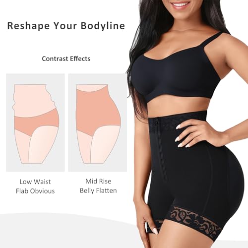 FeelinGirl Butt Lifter Tummy Control Shapewear Black Shorts