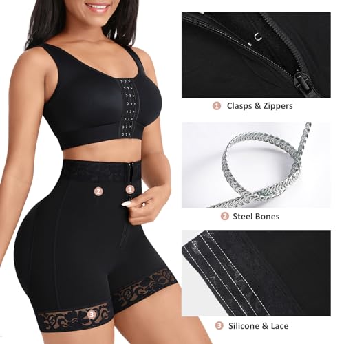 FeelinGirl Butt Lifter Tummy Control Shapewear Black Shorts
