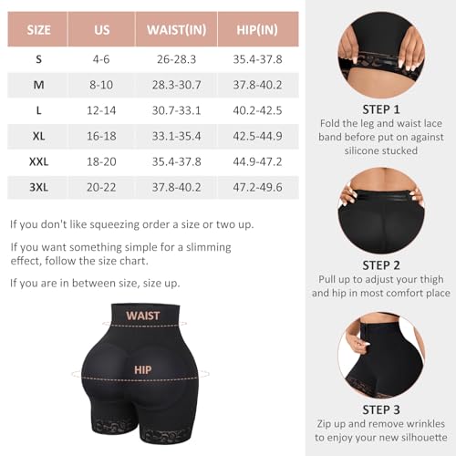 FeelinGirl Butt Lifter Tummy Control Shapewear Black Shorts