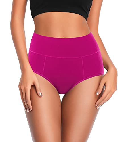 ASIMOON High Waist Cotton Briefs 5 Pack - Women's
