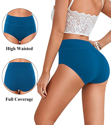 ASIMOON High Waist Cotton Briefs 5 Pack - Women's