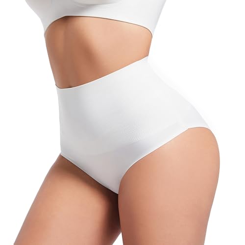 habibee Tummy Control High Waisted Seamless Panties, White