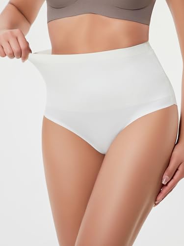 habibee Tummy Control High Waisted Seamless Panties, White