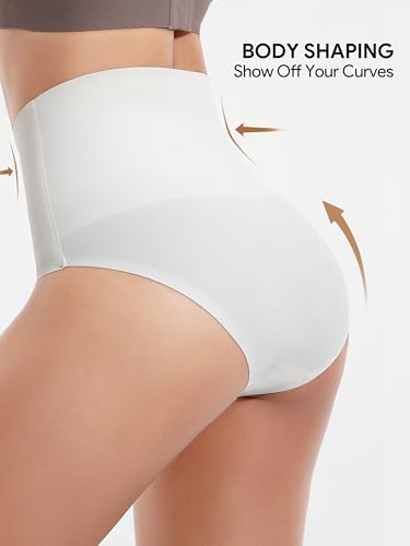 habibee Tummy Control High Waisted Seamless Panties, White