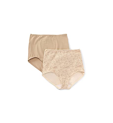 Bali Cotton Light Control Shapewear Briefs 2-Pack, Nude/Lace