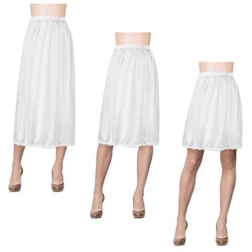 White Satin Lace Half Slips Set, 3 Lengths