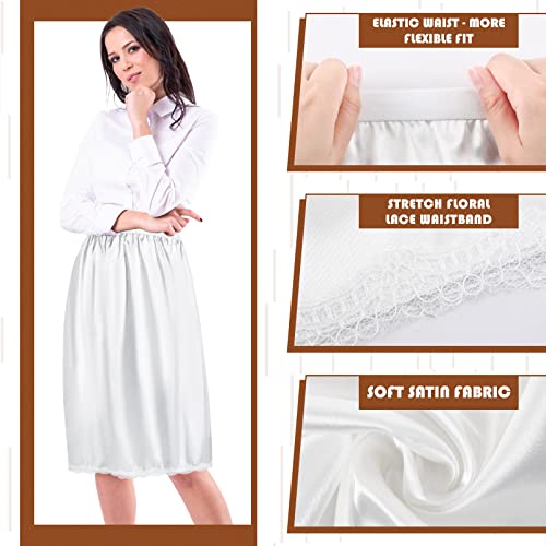 White Satin Lace Half Slips Set, 3 Lengths