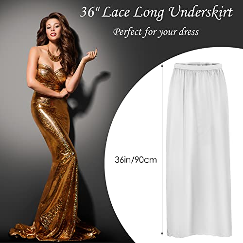 Lace Long Underskirt Set for Women, Black/White,XL