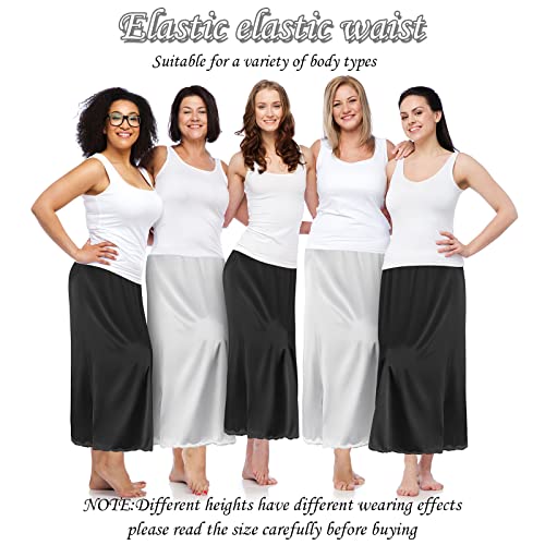 Lace Long Underskirt Set for Women, Black/White,XL