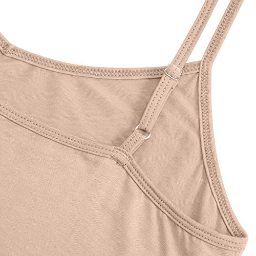 AUHEGN Women's Nude Spaghetti Strap Cami Slip Dress