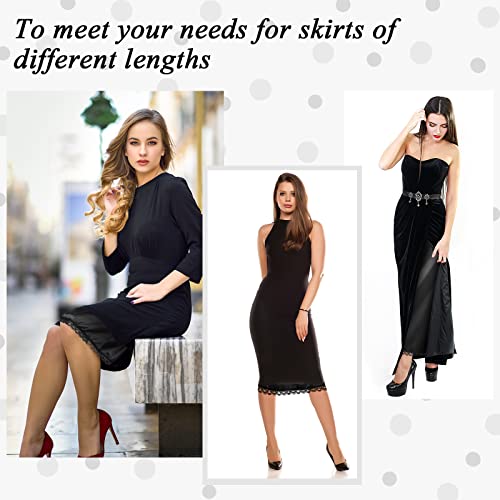 Black Satin Slip Dress Set with Lace Trim