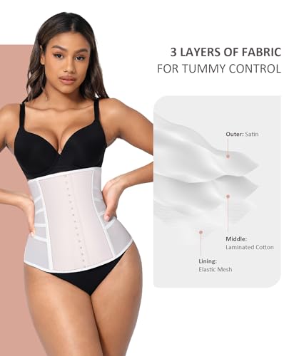 FeelinGirl Mesh Underbust Corset White Waist Trainer