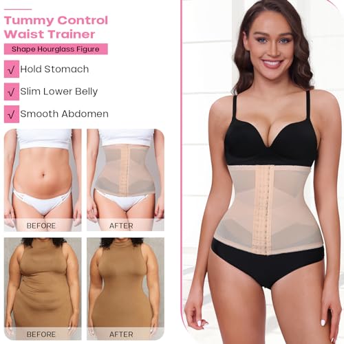 Redbean Breathable Waist Cincher for Women, Beige, Petite